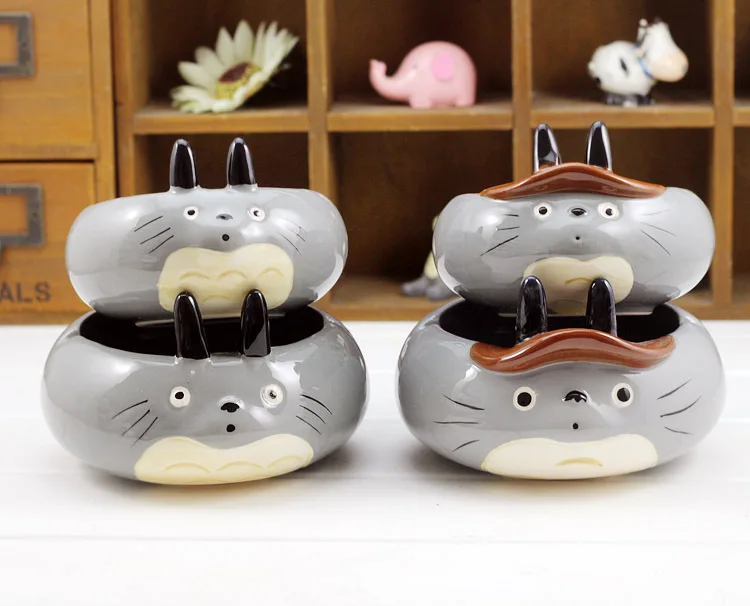 Anime Cartoon Veiksmų Skaičius, Spausdinti Totoro Katė Keramikos Pilka Kūrybos Rūkalių Puikus Peleninę Rūkymo Reikmenys Lėlės Apdailos 3