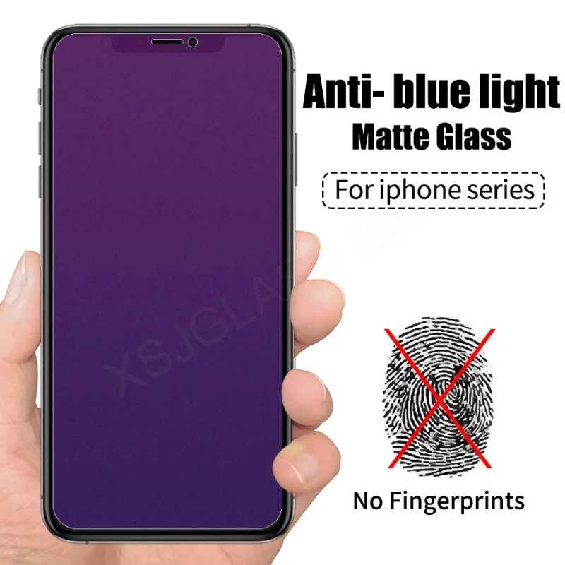 3Pcs Kovos su Blue Ray Šviesos 9H Grūdintas Stiklas iPhone 11 12 Pro Max 6 S 7 8 Plus X XR X S Max Screen Protector Akis Priežiūros Stiklo 2