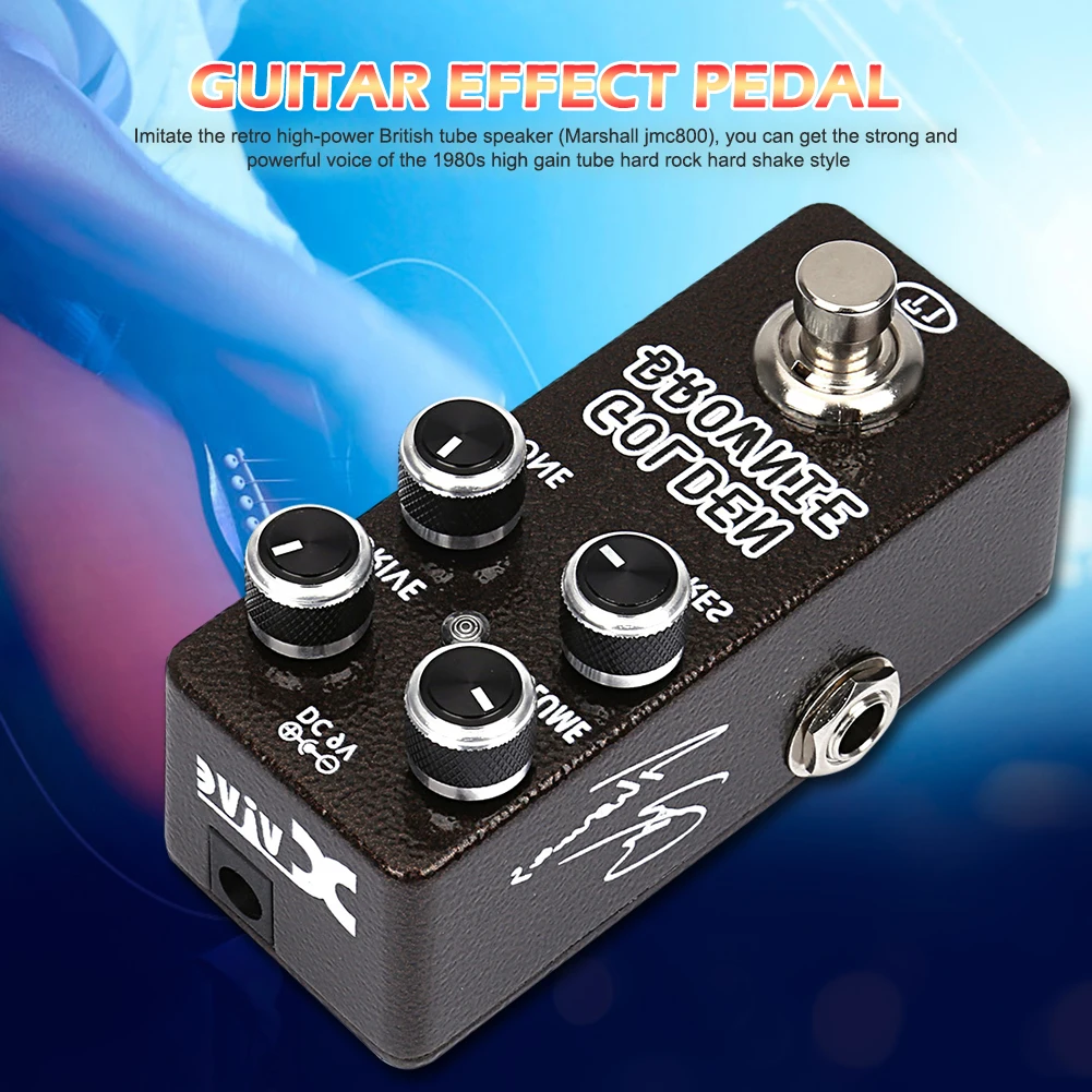 XVIVE Nešiojamų Gitaros Efektu Pedalas Metalo Overdrive Iškraipymo DC 9V AC Adapteris, Multi-efektų Pedalas Tiesa Apeiti 0