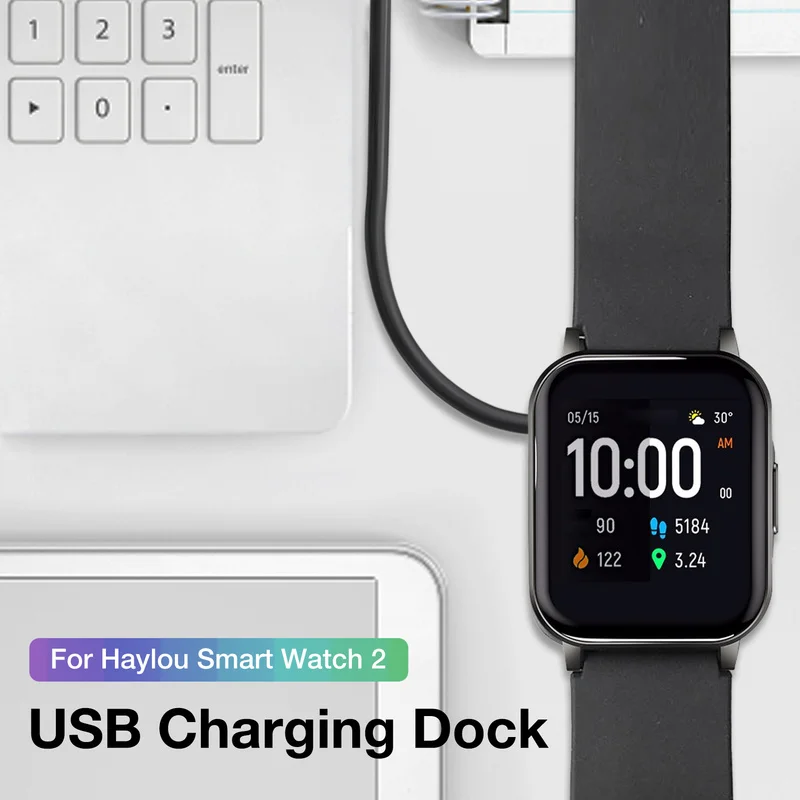 Žiūrėti Įkrovimo Kabelis USB Įkrovimo Dokas Haylou Smart Watch 2 Smart Žiūrėti Įkrovimo Kabelių Priedai 5