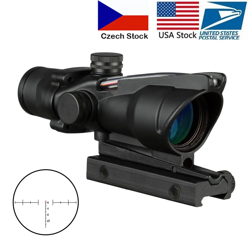 4X32 Medžioklės Riflescope Nekilnojamojo Fiber Optics Grenn Red Dot Apšviestas Išgraviruotas Tinklelis Taktinis Optinės Akyse 1