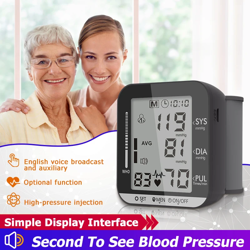 Skaitmeninis Riešo kraujospūdžio matuoklis Automatinis LCD Kraujo Spaudimą, Stebėti Širdies Plakimas Norma Pulso Matuoklis Sphygmomanometer 4