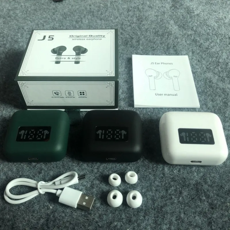 KNUPATH Naujas J5 TWS Bluetooth 5.0 Eaphones Su Įkrovimo Atveju Belaidžių Ausinių IPX7 atsparus Vandeniui Ausinių 9D Stereo Touch Control 0