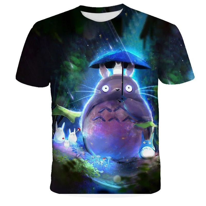 Totoro T Shirts Juokingas Mielas Anime 3D Hayao Miyazaki Totoro T-shirt Mados Atsitiktinis Vasaros Viršūnes Trumpas Rankovės Marškinėliai 1
