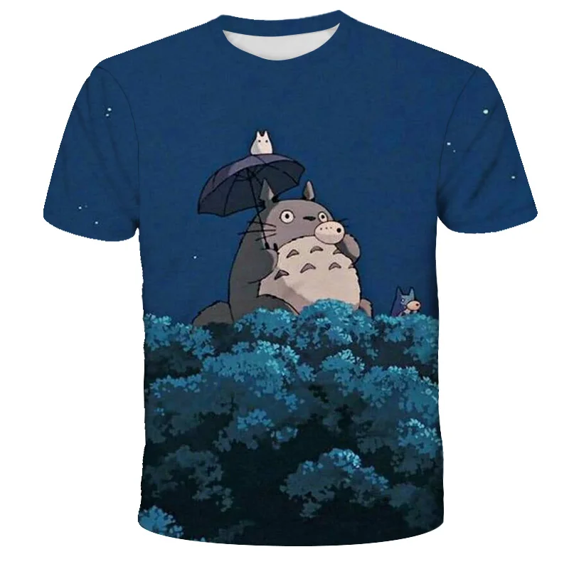 Totoro T Shirts Juokingas Mielas Anime 3D Hayao Miyazaki Totoro T-shirt Mados Atsitiktinis Vasaros Viršūnes Trumpas Rankovės Marškinėliai 2