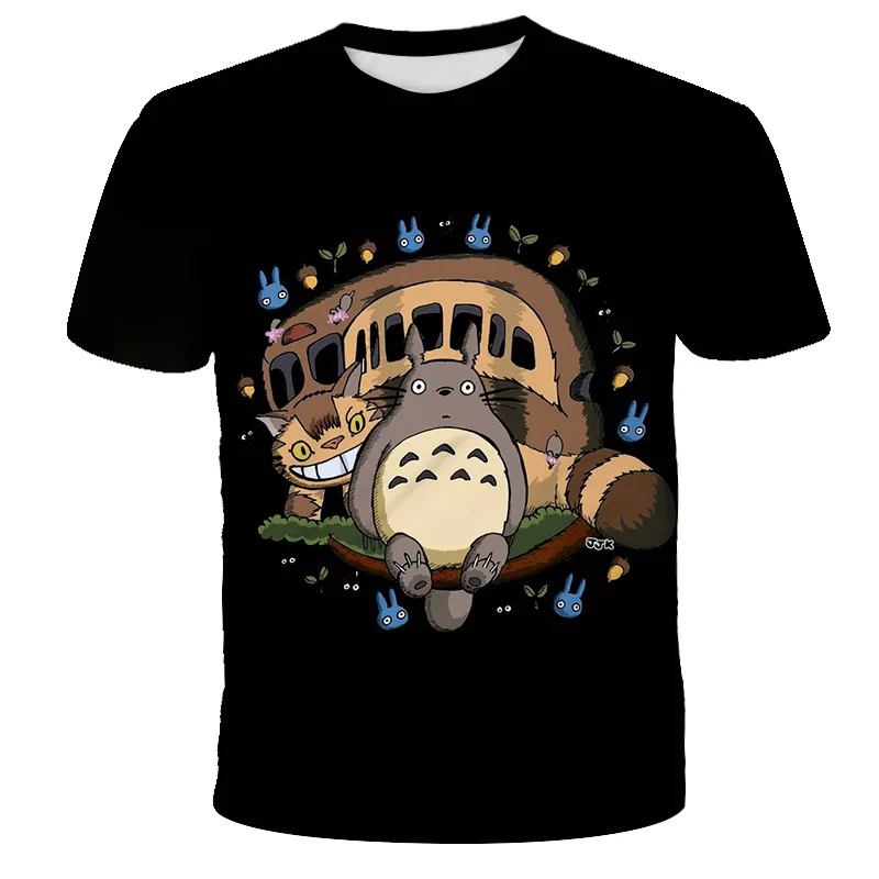 Totoro T Shirts Juokingas Mielas Anime 3D Hayao Miyazaki Totoro T-shirt Mados Atsitiktinis Vasaros Viršūnes Trumpas Rankovės Marškinėliai 3