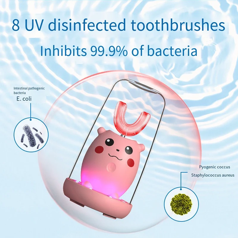 Vaikai Smart Elektros dantų šepetėlį 360 Laipsnių U Silicio USB Automatinis Ultragarsinis Vaikų Dantis Dantų Šepetėliu Animacinių filmų Modelio Namo 4