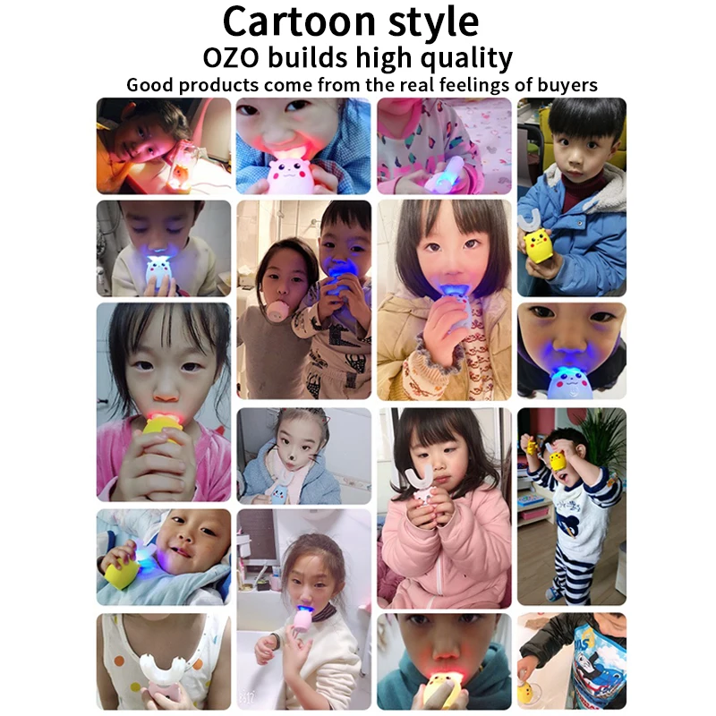Vaikai Smart Elektros dantų šepetėlį 360 Laipsnių U Silicio USB Automatinis Ultragarsinis Vaikų Dantis Dantų Šepetėliu Animacinių filmų Modelio Namo 5
