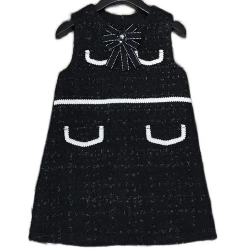 Nauja pavasario atvykimo baby girl mažas kvepalų tvido vest suknelė vaikams laisvalaikio lankas slim-line suknelė 0