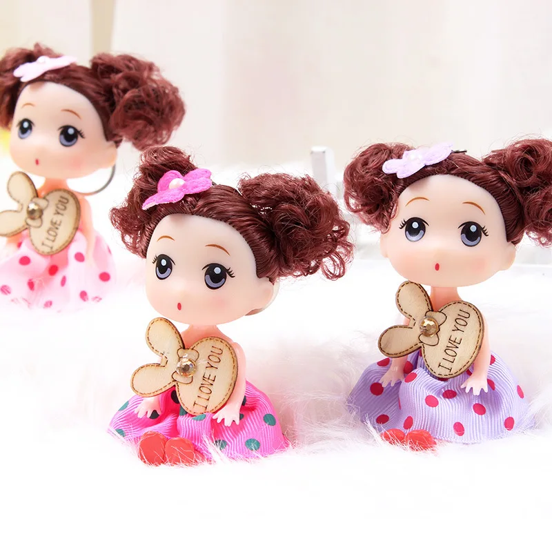 12cm Animacinių filmų Keychain Pliušinis Lėlės Modelį, Vaikai, Guminiai Žaislai, Modeliavimas Mados Princesė Merginos Gimtadienio Dovana Žaislas Lėlės Kūno 1