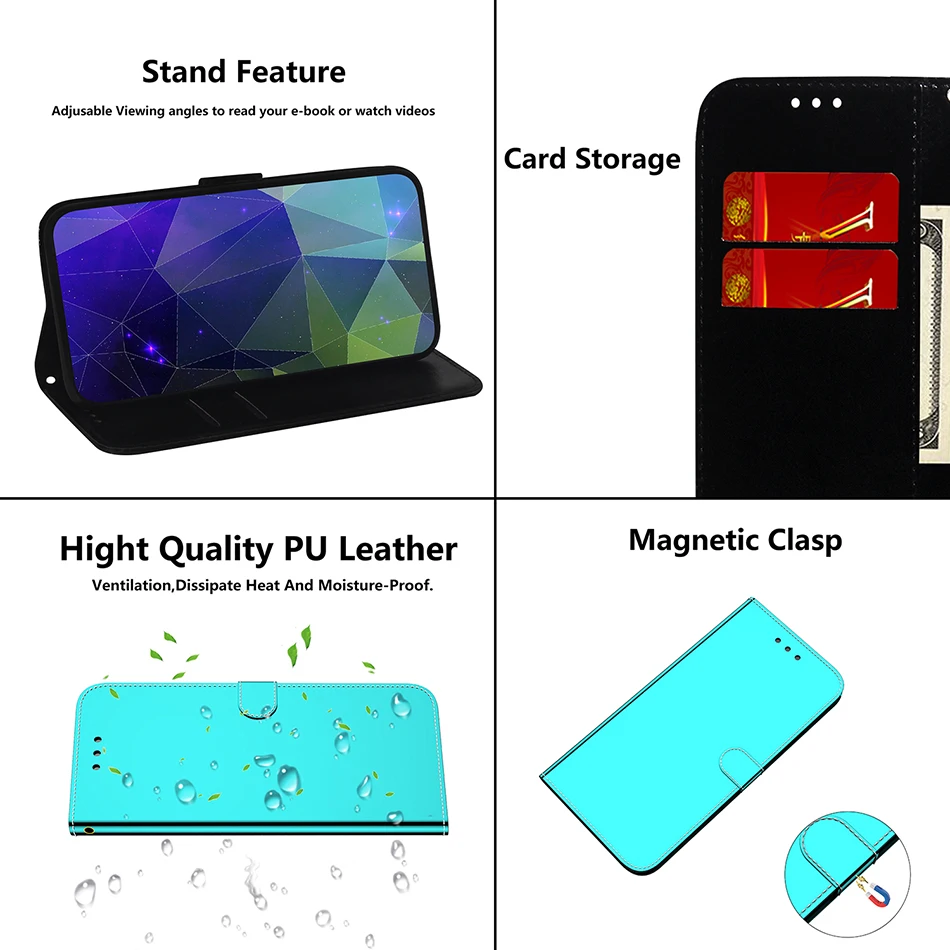 Prabangus Veidrodis Stovi Flip Case For Huawei p40 30 Pro Garbės 10 20 Lite 10i 20i P smart 8A 8s Y5 2019 Y6 Y5P Y6P Y7A Padengti Coque 1