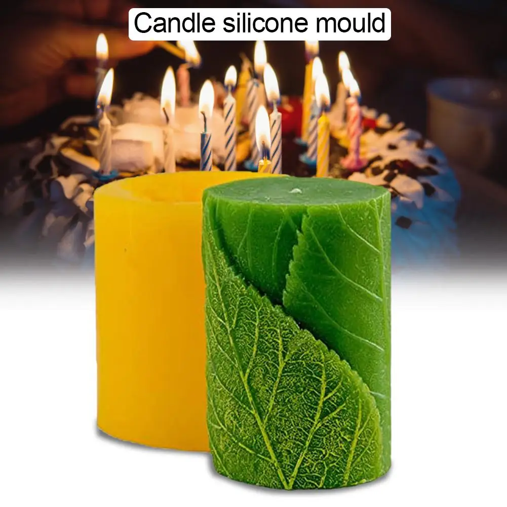 3D Silikono Muilo, Žvakių Liejimo Klasikinio Paramos Cilindras su Lapais Pelėsių Rankų darbo Amatų Pyragas 