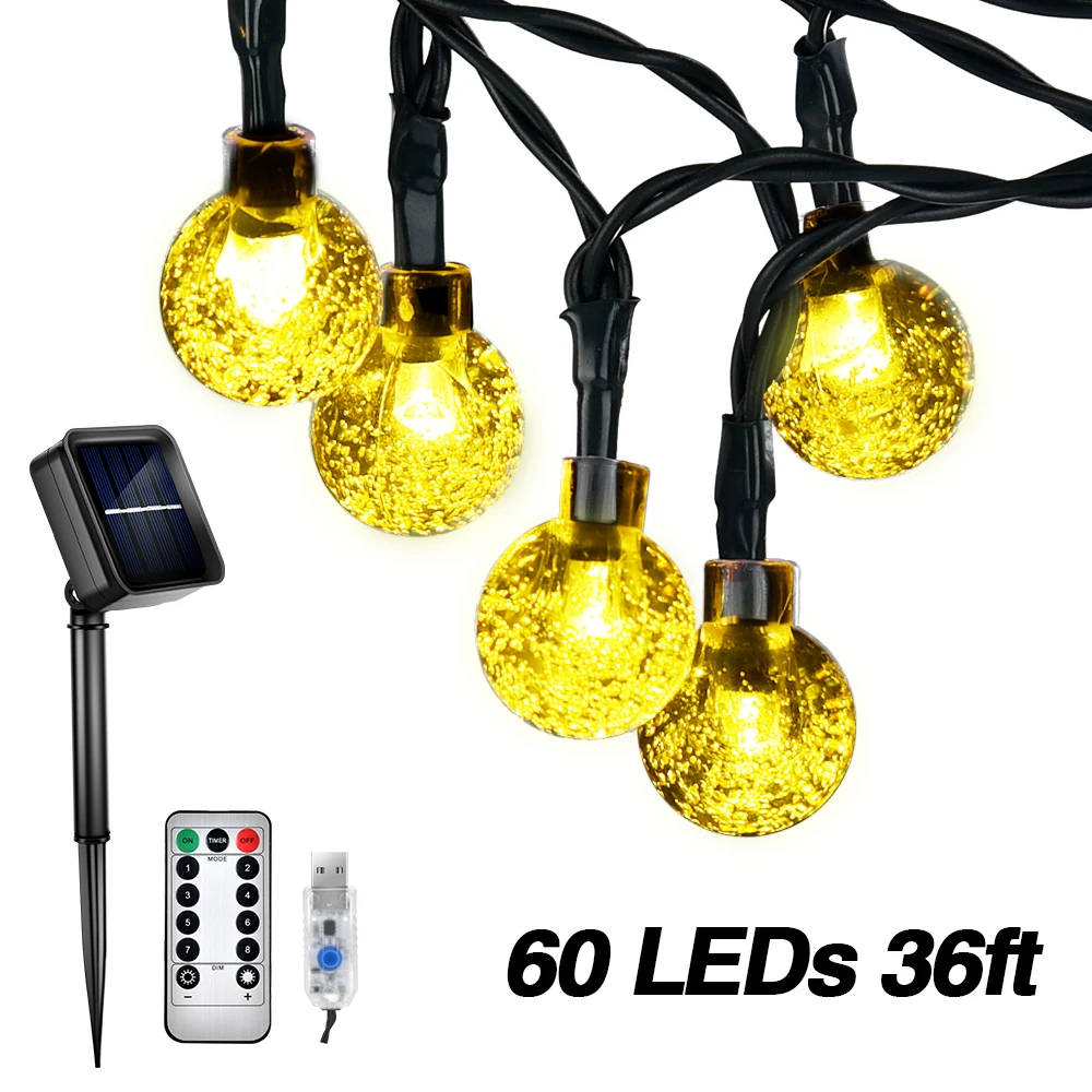 11M Led String Light Saulės Energijos 60 LED Lemputės Festivalis,, Apdailos Juostą Šalies Namų Dekoro Helovinas Ornamentu Vandeniui Šviesos 2