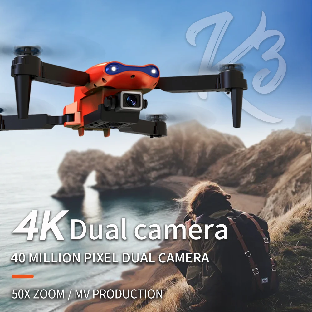 Naujas K3 drone 4K HD dual camera, sulankstomas aukštis išlaiko drone WiFi FPV 1080p realaus laiko dėžė RC Quadcopter žaislas PK sg906 pro 4