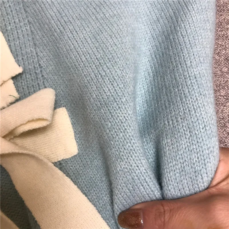 Prabangos Prekės ženklo Dizaineris Megzti Megztinis Moterims Causel O Kaklo INS Lankas Purus Megzti Megztinis 2