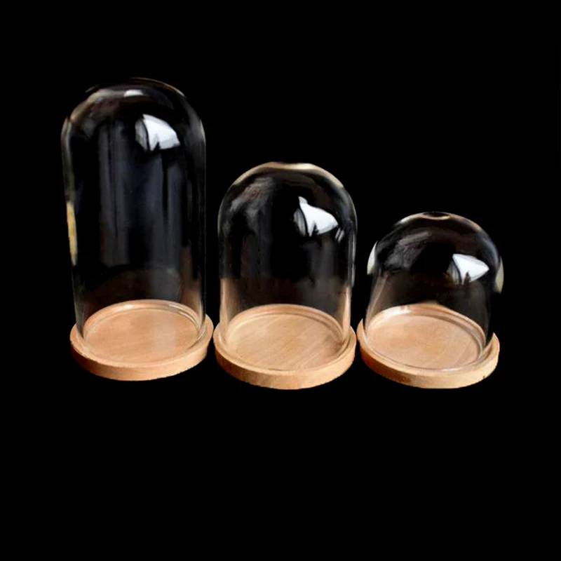 1pc 1:12 Lėlių Miniatiūriniai Stiklo Ekranas Bell Jar-Bazė Lėlių Apdailos Reikmenys 0