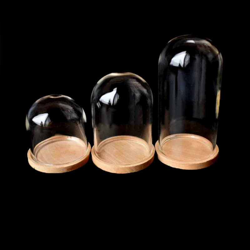 1pc 1:12 Lėlių Miniatiūriniai Stiklo Ekranas Bell Jar-Bazė Lėlių Apdailos Reikmenys 4