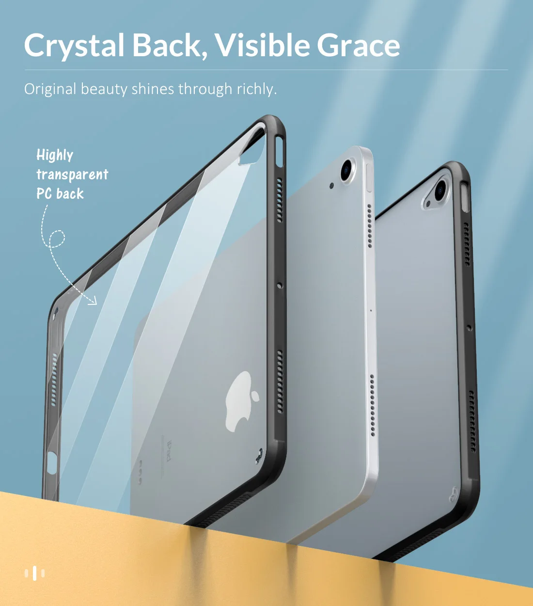 Case For iPad Oro 4th Gen 2020 Lankstus TPU Apvalkalas su Oro Pagalvė, Šoniniai Bamperis,Plonas Skaidrus Sunku VNT Galinio Dangtelio iPad 10.9 4