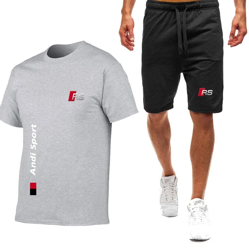 Populiarus 2021 Naujas Medvilnės Vyrų T-shirt + Bėgimo Šortai Tiktų Vyrų Sporto Kelnės Vasarinės Aukštos kokybės Medvilnės marškinėliai Veikia Drabužiai 0