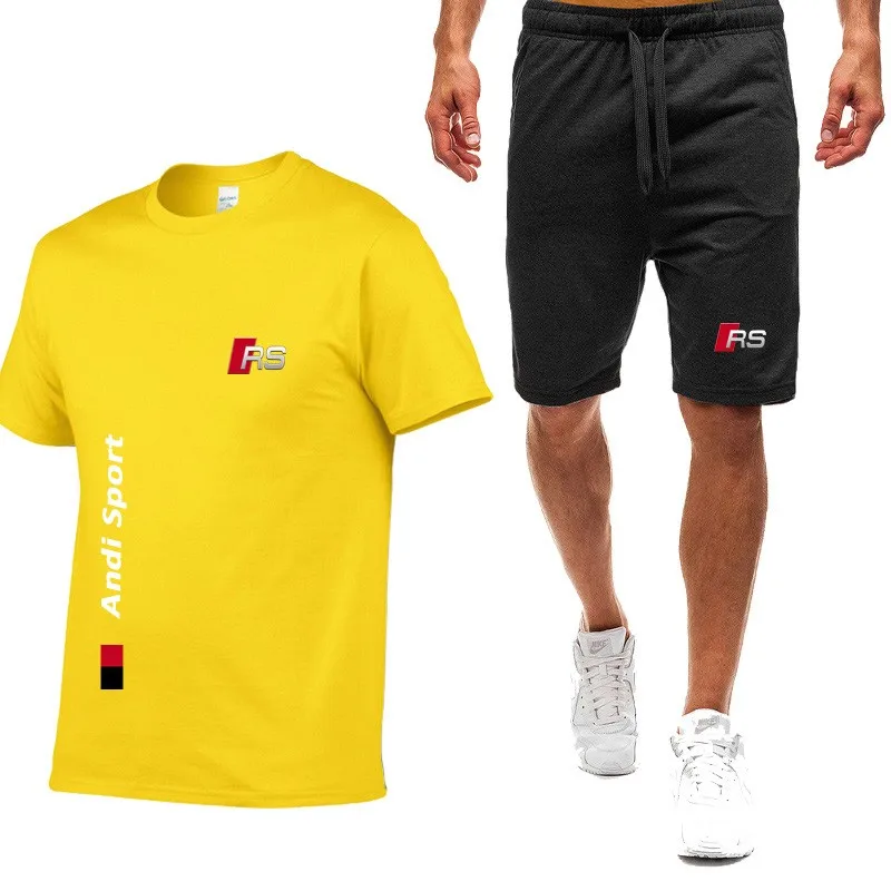 Populiarus 2021 Naujas Medvilnės Vyrų T-shirt + Bėgimo Šortai Tiktų Vyrų Sporto Kelnės Vasarinės Aukštos kokybės Medvilnės marškinėliai Veikia Drabužiai 2