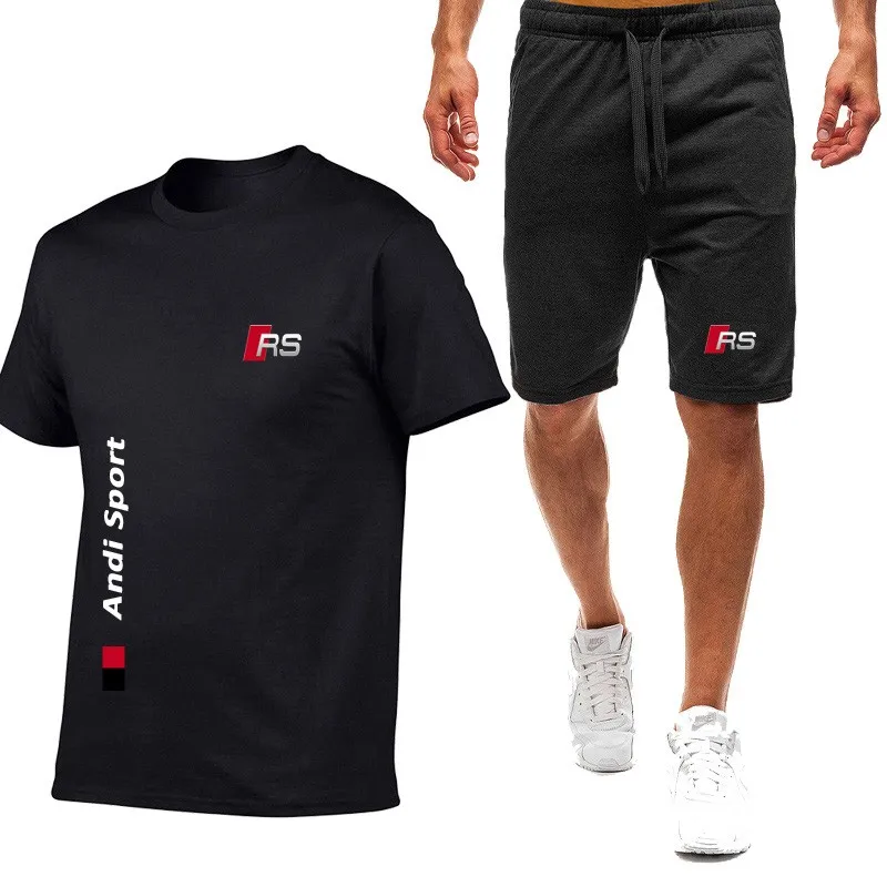Populiarus 2021 Naujas Medvilnės Vyrų T-shirt + Bėgimo Šortai Tiktų Vyrų Sporto Kelnės Vasarinės Aukštos kokybės Medvilnės marškinėliai Veikia Drabužiai 3
