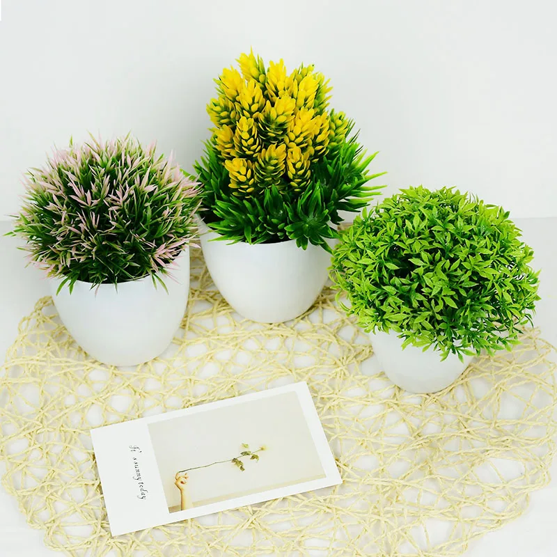 1Pc Žalia Dirbtinių Augalų Vazoninių Namų Dekoro Bonsai Netikrą Gėlių Succulents Žolės Vazoninių Balkono Apdaila Viešbučio Sodas Ornamentu 4