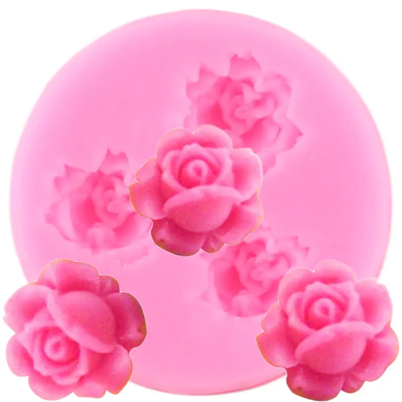 3D Rožės, Gėlės Šokolado Silikoninė Keksiukų Formų Topper Minkštas Vestuvių Tortas Dekoravimo Priemonės, Saldainiai Polimero Molis Liejimo formos 5