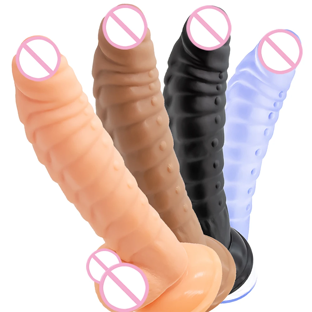 Oda atrodo Didžiulis Tikrovišką Vibratorių su Siurbimo Taurės Moterų Masturbacija Didelis Varpą Minkštas Dick Didelį Falą Sekso Žaislai 5