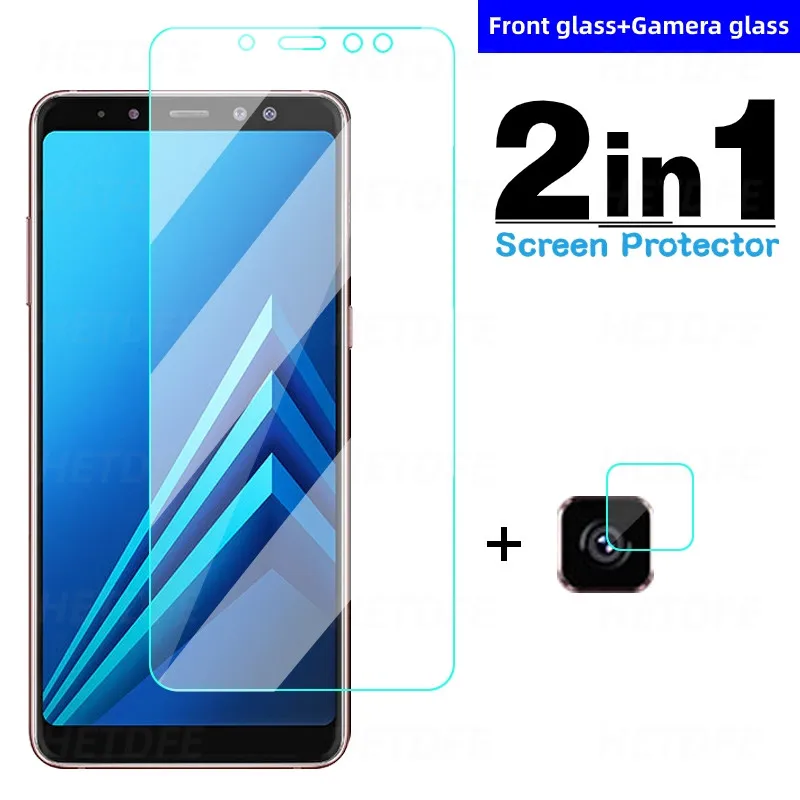 2 in 1 Grūdintas Stiklas Samsung Galaxy A5 A7 A8 A9 A6 Plius 2018 Screen Protector Samsung A11 A21 A31 A41 A51 A71 vaizdo Kameros Objektyvas 2