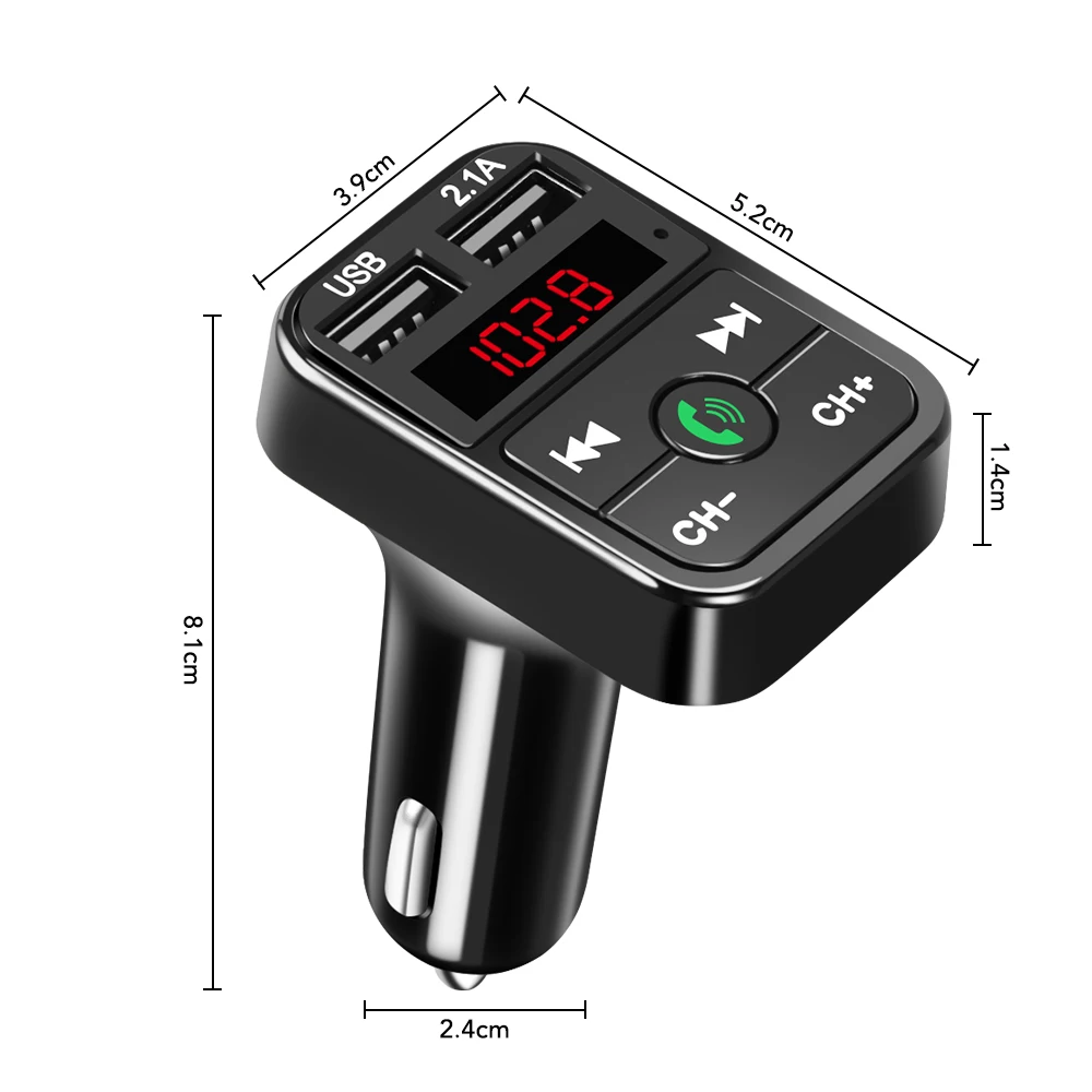 Naujas LED FM Siųstuvas Bluetooth 5.0 Belaidė laisvų Rankų įranga Garso Imtuvas Auto MP3 Grotuvas 2.1 ADual USB Greitas Įkroviklis Automobilių Reikmenys 0