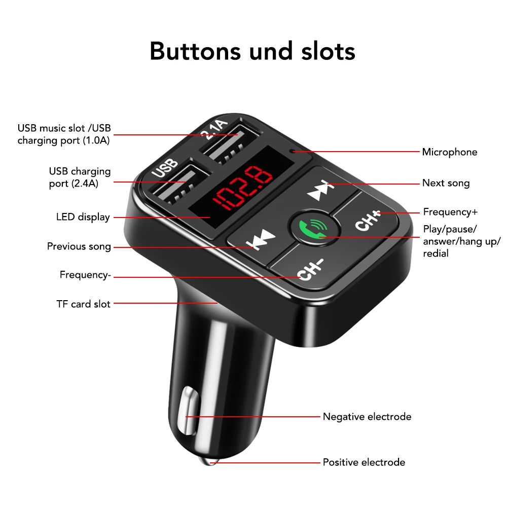 Naujas LED FM Siųstuvas Bluetooth 5.0 Belaidė laisvų Rankų įranga Garso Imtuvas Auto MP3 Grotuvas 2.1 ADual USB Greitas Įkroviklis Automobilių Reikmenys 3