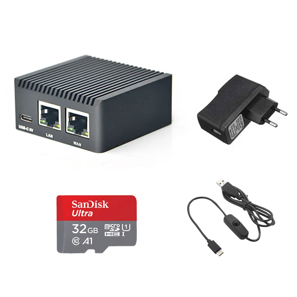 NanoPi R2S Rockchip RK3328 su CNC Metalo Atveju, Mini Router Dual Gigabit ethernet Port 1GB didelę Atmintį 0