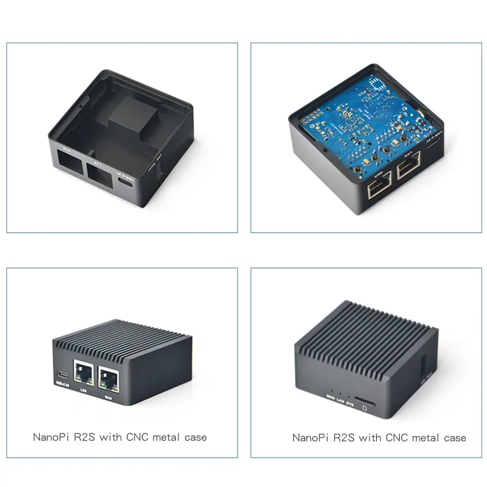 NanoPi R2S Rockchip RK3328 su CNC Metalo Atveju, Mini Router Dual Gigabit ethernet Port 1GB didelę Atmintį 1