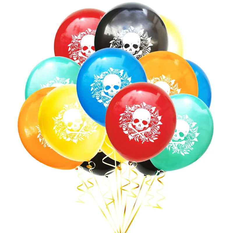 15pcs12inch kaukolė lateksiniai balionai Helovinas piratų oro globos piratai tema gimtadienio apdailos prekių vaikams, žaislų Spalvotų 4