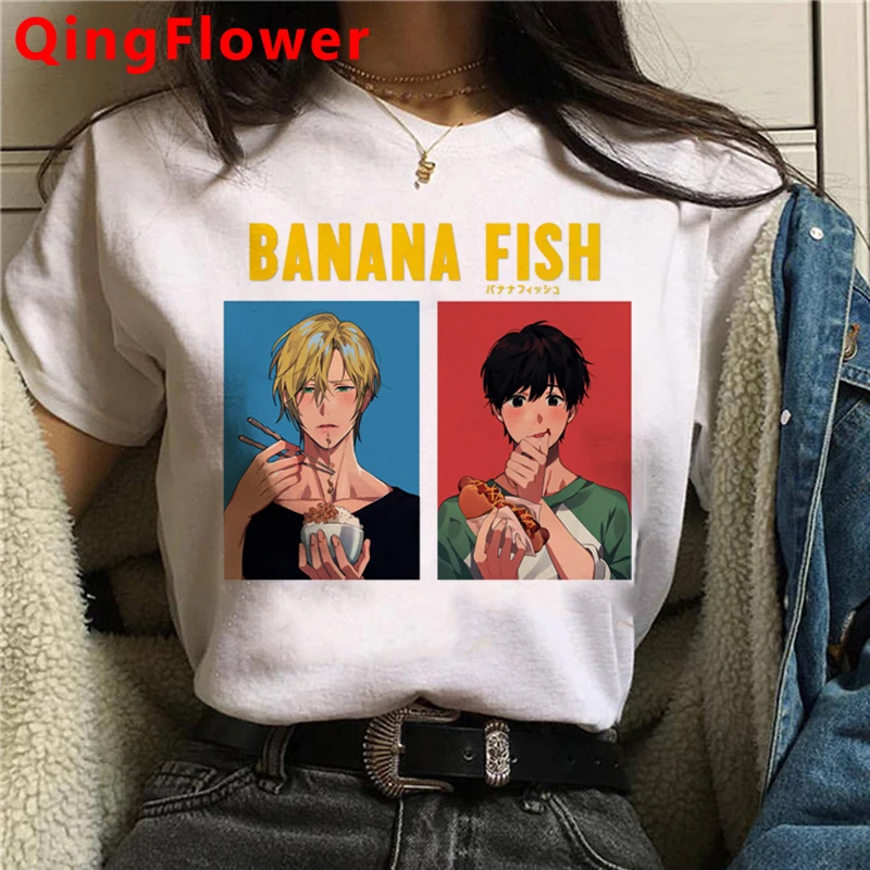 Bananų Žuvų marškinėlius moterų 2021 streetwear spausdinti derliaus tumblr vasaros top marškinėliai ulzzang kawaii 1