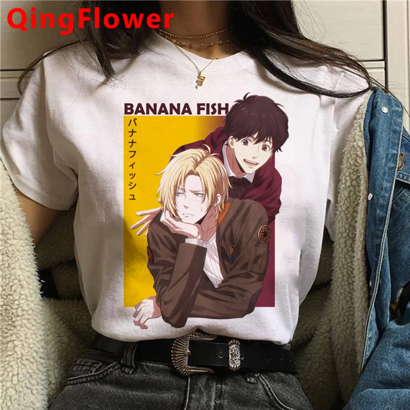Bananų Žuvų marškinėlius moterų 2021 streetwear spausdinti derliaus tumblr vasaros top marškinėliai ulzzang kawaii 3