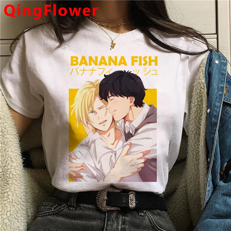 Bananų Žuvų marškinėlius moterų 2021 streetwear spausdinti derliaus tumblr vasaros top marškinėliai ulzzang kawaii 5