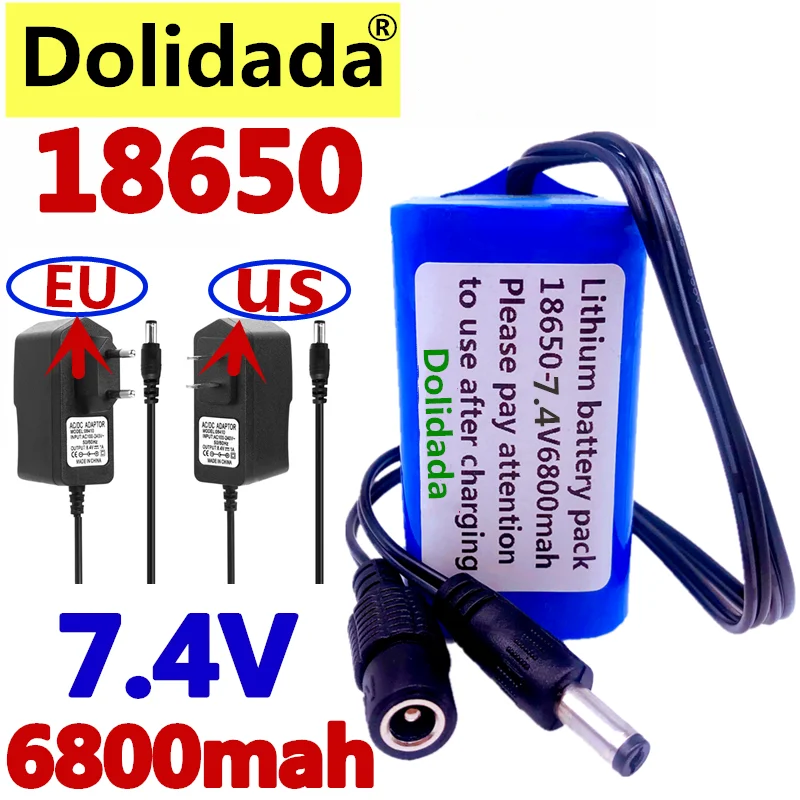 Dolidada Apsaugoti 7.4 V 6800 mAh 8.4 V 18650 Li-lon Baterija dviračio šviesos žibintas specialios baterijos DC 5.5 MM + 8.4V1A Įkroviklis 2