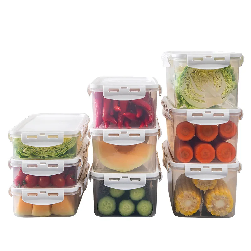 Virtuvės Šaldytuvas Maisto Produktų Laikymo Dėžutė Daržovių, Vaisių, Šviežių Palaikymo Plastiko Skaidrus Saugojimo Uždaromos Laukelį Organizatorius Bakas 2