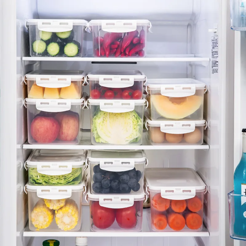 Virtuvės Šaldytuvas Maisto Produktų Laikymo Dėžutė Daržovių, Vaisių, Šviežių Palaikymo Plastiko Skaidrus Saugojimo Uždaromos Laukelį Organizatorius Bakas 3