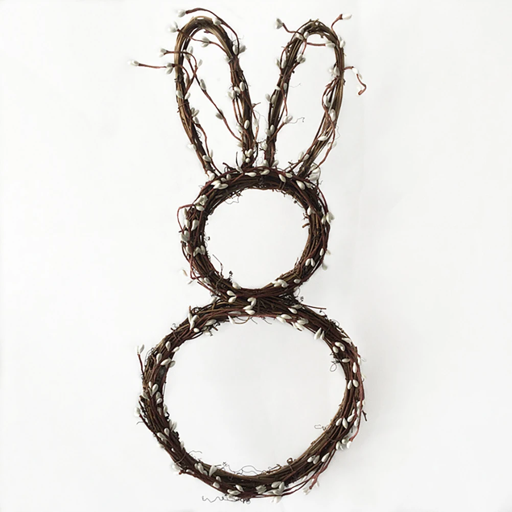 Easter Bunny Formos Vainikas Rankų darbo Pavasaris Vainikas su Uogomis Rotango Triušis Girliandą Poilsio Namų Durų, Langų Kabo Ornamentu 2