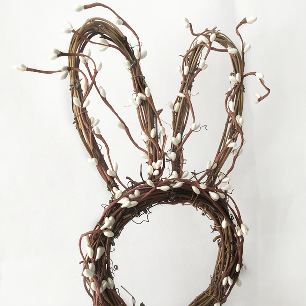 Easter Bunny Formos Vainikas Rankų darbo Pavasaris Vainikas su Uogomis Rotango Triušis Girliandą Poilsio Namų Durų, Langų Kabo Ornamentu 5