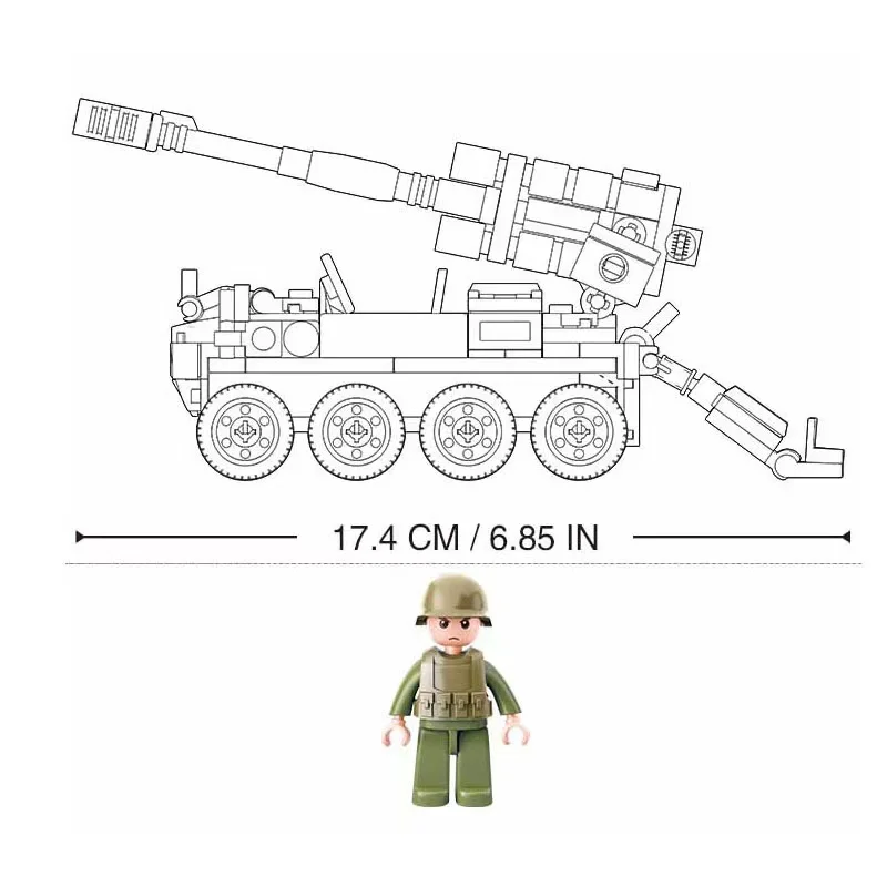 SLUBAN Karinės Ratinių Stabdžių Bakas Ginklai Blokai Karo Vežime Kinijos Armijos Kareivis Duomenys Plytų Klasikinis Modelis Rinkinys Vaikams, Žaislai 1