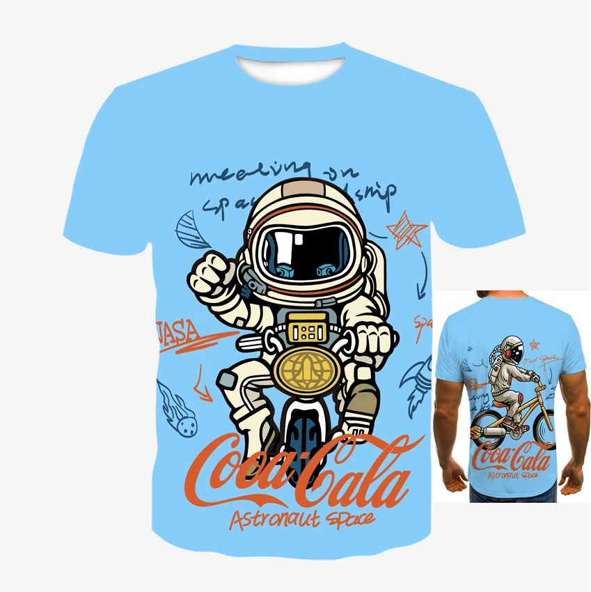 Įdomu Vyrai 3d Astronautas Spausdinti marškinėliai Topai Trumpas Rankovės Atsitiktinis T Marškinėliai Mados Harajuku Negabaritinių marškinėliai 0