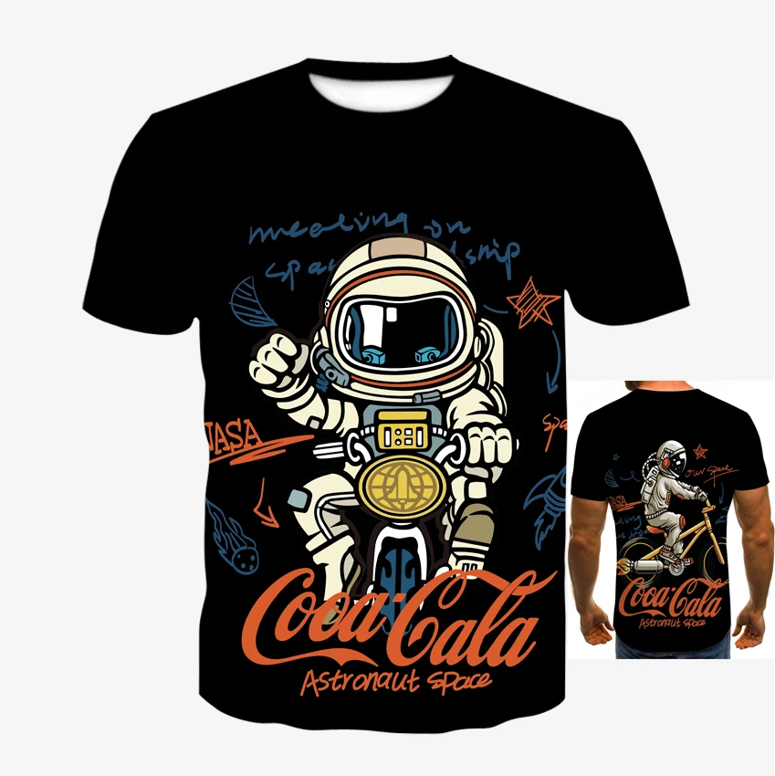 Įdomu Vyrai 3d Astronautas Spausdinti marškinėliai Topai Trumpas Rankovės Atsitiktinis T Marškinėliai Mados Harajuku Negabaritinių marškinėliai 1