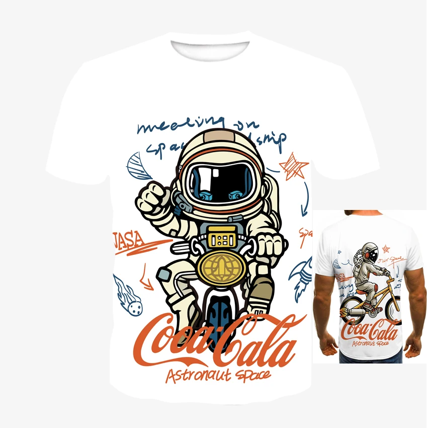 Įdomu Vyrai 3d Astronautas Spausdinti marškinėliai Topai Trumpas Rankovės Atsitiktinis T Marškinėliai Mados Harajuku Negabaritinių marškinėliai 2