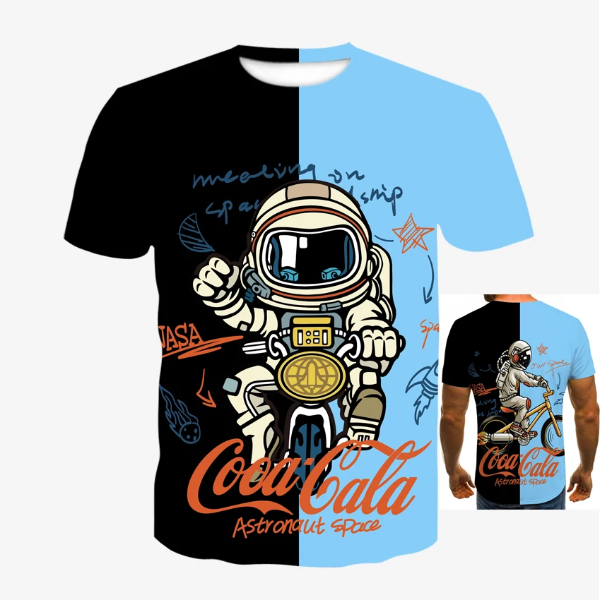 Įdomu Vyrai 3d Astronautas Spausdinti marškinėliai Topai Trumpas Rankovės Atsitiktinis T Marškinėliai Mados Harajuku Negabaritinių marškinėliai 4