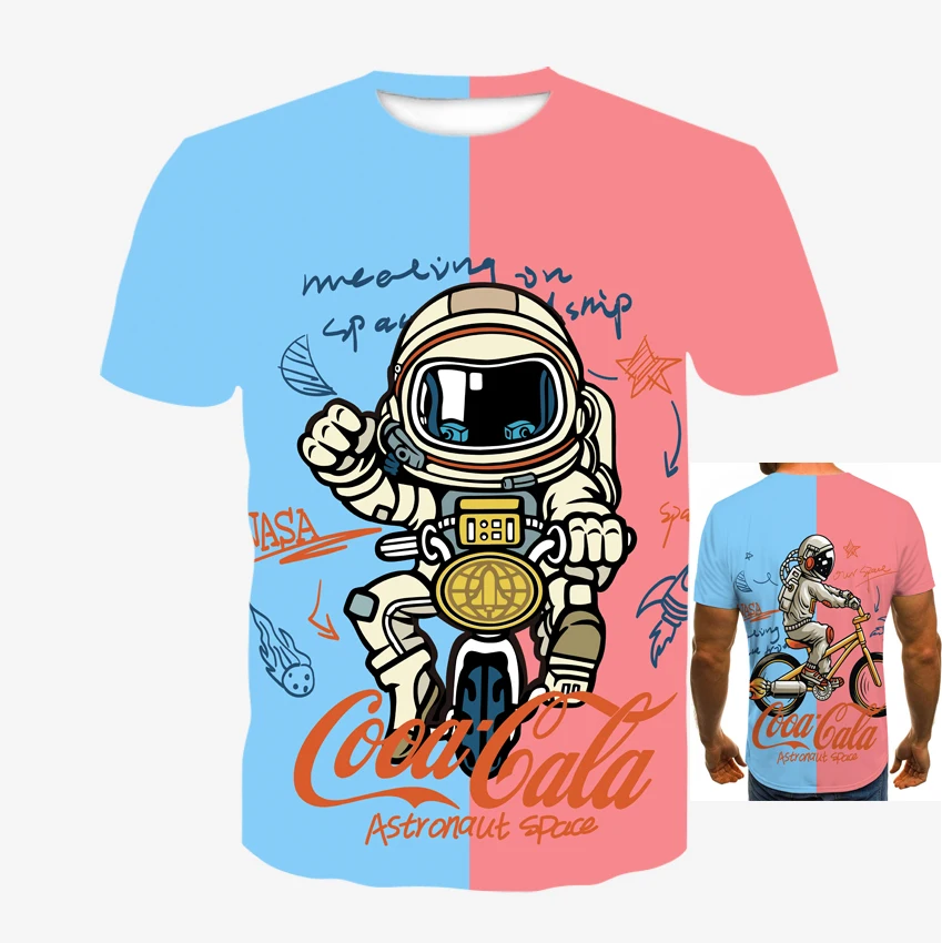 Įdomu Vyrai 3d Astronautas Spausdinti marškinėliai Topai Trumpas Rankovės Atsitiktinis T Marškinėliai Mados Harajuku Negabaritinių marškinėliai 5