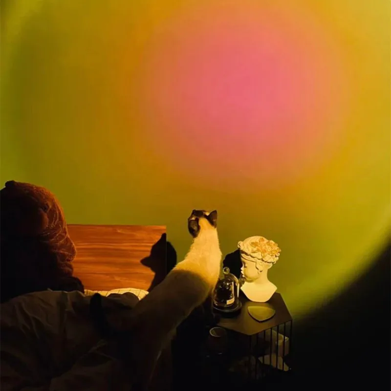 Vaivorykštė Saulėlydžio Projektorius Atmosferą Naktį Šviesos Kavos Parduotuvė Projekciniai Žibintai Vaikų Miegamasis Mielas Naktį Saulėlydžio Projekcija Lempos 3
