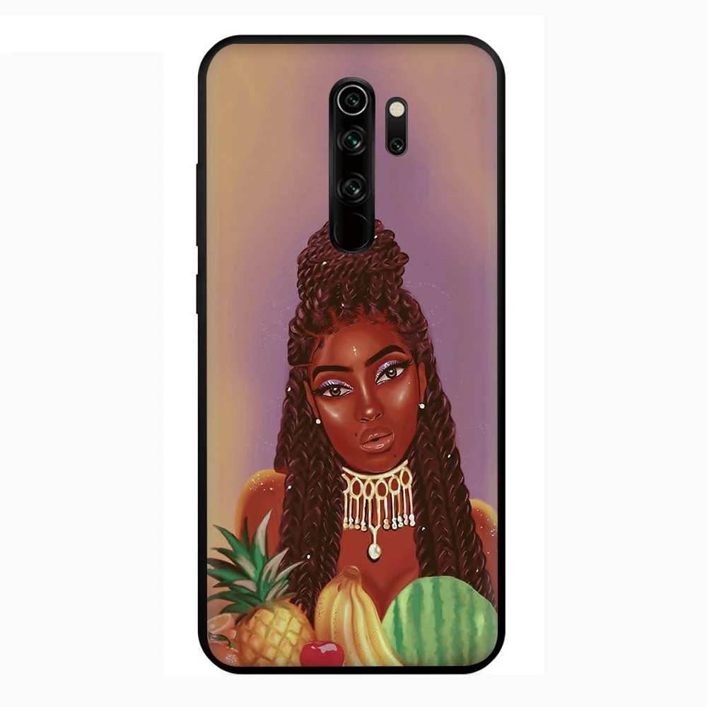 Karalienė Afro Melanino Poppin Juoda Mergaitė, Silikoninis Telefono dėklas, skirtas Xiaomi Redmi Pastaba 4X 5 6 7 8 9 Pro Max 8T 9S Galinį Dangtelį 0